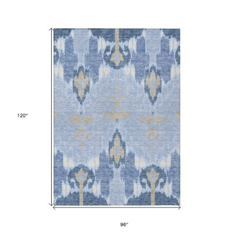 Homeroots 3' Creative Blush Pink And Ivory Ikat Washable Area Rug For Indoor Or Outdoor Spaces, Durable Design 8' X 10' Polyester 584737