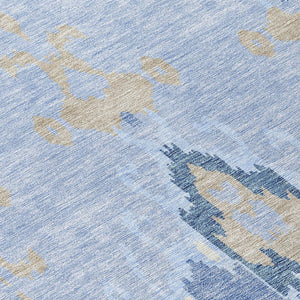 Homeroots 3' Creative Blush Pink And Ivory Ikat Washable Area Rug For Indoor Or Outdoor Spaces, Durable Design 8' X 10' Polyester 584737