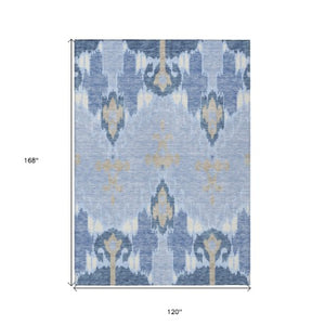 Homeroots 3' Creative Blush Pink And Ivory Ikat Washable Area Rug For Indoor Or Outdoor Spaces, Durable Design 10' X 14' Polyester 584739