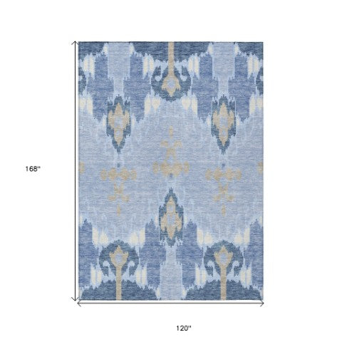 Homeroots 3' Creative Blush Pink And Ivory Ikat Washable Area Rug For Indoor Or Outdoor Spaces, Durable Design 10' X 14' Polyester 584739