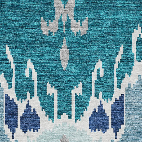 Homeroots 3' Creative Blush Pink And Ivory Ikat Washable Area Rug For Indoor Or Outdoor Spaces, Durable Design 3' X 5' Polyester 584740