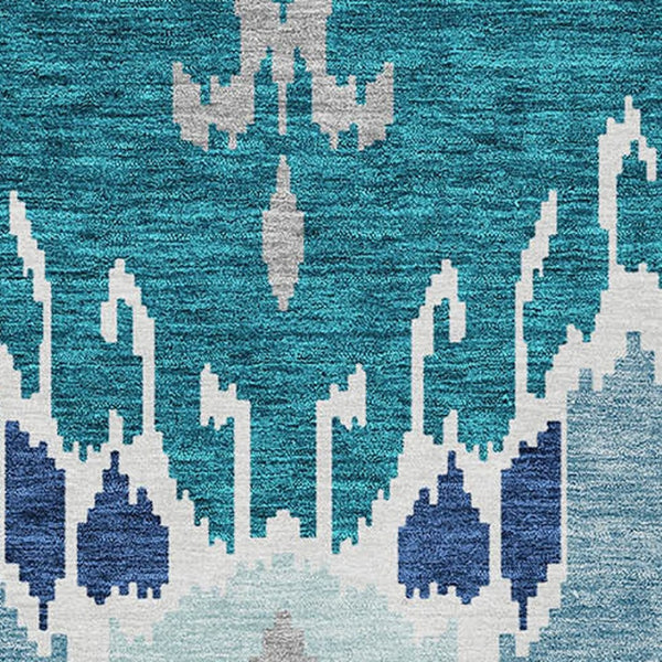 Homeroots 3' Creative Blush Pink And Ivory Ikat Washable Area Rug For Indoor Or Outdoor Spaces, Durable Design 5' X 8' Polyester 584741