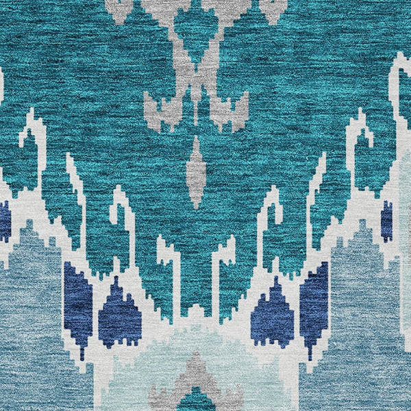 Homeroots 3' Creative Blush Pink And Ivory Ikat Washable Area Rug For Indoor Or Outdoor Spaces, Durable Design 8' X 10' Polyester 584743