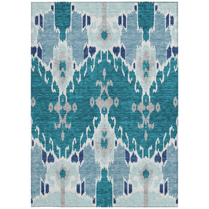 Homeroots 3' Creative Blush Pink And Ivory Ikat Washable Area Rug For Indoor Or Outdoor Spaces, Durable Design 9' X 12' Polyester 584744