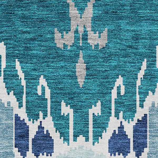 Homeroots 3' Creative Blush Pink And Ivory Ikat Washable Area Rug For Indoor Or Outdoor Spaces, Durable Design 10' X 14' Polyester 584745