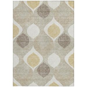 Homeroots 3' Beige Taupe And Ivory Ogee Washable Area Rug - Perfect For Indoor And Outdoor Spaces! 3' X 5' Polyester 584746
