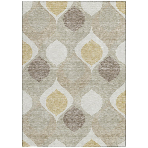 Homeroots 3' Beige Taupe And Ivory Ogee Washable Area Rug - Perfect For Indoor And Outdoor Spaces! 3' X 5' Polyester 584746