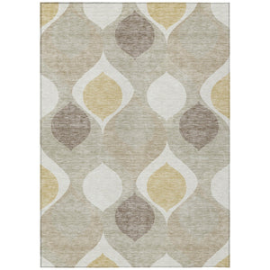 Homeroots 3' Beige Taupe And Ivory Ogee Washable Area Rug - Perfect For Indoor And Outdoor Spaces! 3' X 5' Polyester 584746