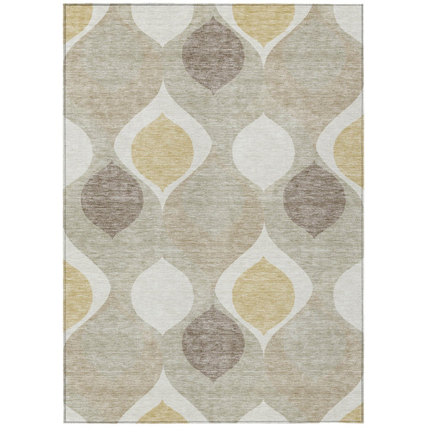 Homeroots 3' Beige Taupe And Ivory Ogee Washable Area Rug - Perfect For Indoor And Outdoor Spaces! 3' X 5' Polyester 584746