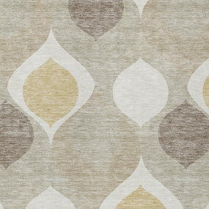 Homeroots 3' Beige Taupe And Ivory Ogee Washable Area Rug - Perfect For Indoor And Outdoor Spaces! 3' X 5' Polyester 584746