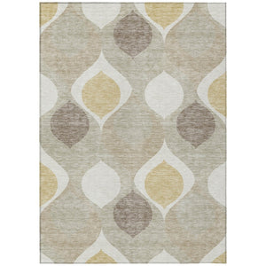 HomeRoots 9' Durable Beige Taupe Ivory Ogee Area Rug - Timeless Elegance for Indoor & Outdoor Spaces 9' X 12' 584750