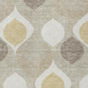 Homeroots 3' Beige Taupe And Ivory Ogee Washable Area Rug - Perfect For Indoor And Outdoor Spaces! 9' X 12' Polyester 584750