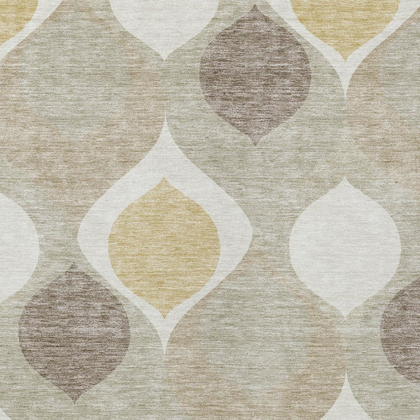 Homeroots 3' Beige Taupe And Ivory Ogee Washable Area Rug - Perfect For Indoor And Outdoor Spaces! 10' X 14' Polyester 584751