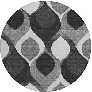 Homeroots 3' Beige Taupe And Ivory Ogee Washable Area Rug - Perfect For Indoor And Outdoor Spaces! 8' Round Polyester 584754