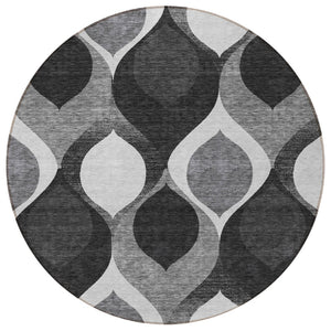 Homeroots 3' Beige Taupe And Ivory Ogee Washable Area Rug - Perfect For Indoor And Outdoor Spaces! 8' Round Polyester 584754