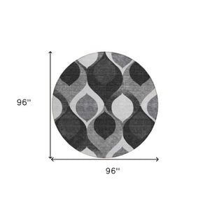 Homeroots 3' Beige Taupe And Ivory Ogee Washable Area Rug - Perfect For Indoor And Outdoor Spaces! 8' Round Polyester 584754