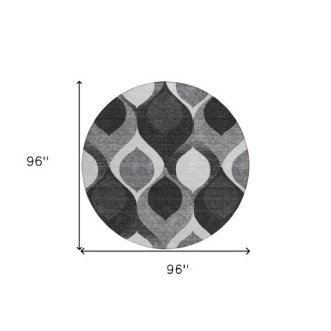 Homeroots 3' Beige Taupe And Ivory Ogee Washable Area Rug - Perfect For Indoor And Outdoor Spaces! 8' Round Polyester 584754