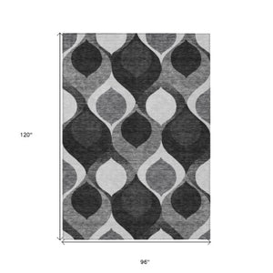 Homeroots 3' Beige Taupe And Ivory Ogee Washable Area Rug - Perfect For Indoor And Outdoor Spaces! 8' X 10' Polyester 584755