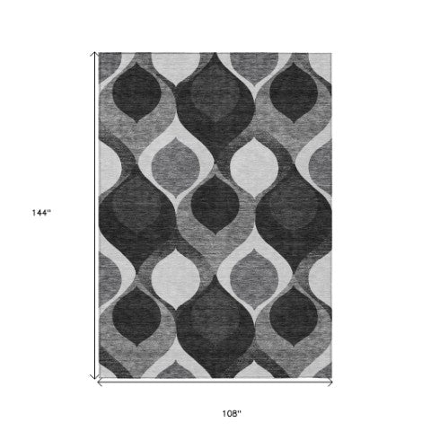 Homeroots 3' Beige Taupe And Ivory Ogee Washable Area Rug - Perfect For Indoor And Outdoor Spaces! 9' X 12' Polyester 584756