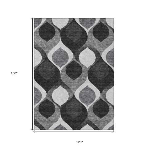 Homeroots 3' Beige Taupe And Ivory Ogee Washable Area Rug - Perfect For Indoor And Outdoor Spaces! 10' X 14' Polyester 584757