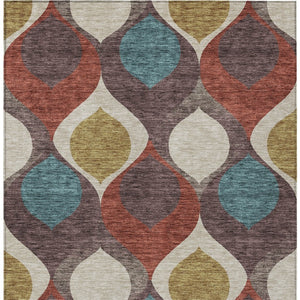 Homeroots 3' Beige Taupe And Ivory Ogee Washable Area Rug - Perfect For Indoor And Outdoor Spaces! 3' X 5' Polyester 584758
