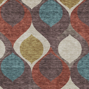 Homeroots 3' Beige Taupe And Ivory Ogee Washable Area Rug - Perfect For Indoor And Outdoor Spaces! 3' X 5' Polyester 584758