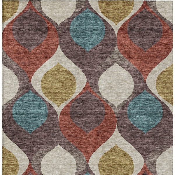 Homeroots 3' Beige Taupe And Ivory Ogee Washable Area Rug - Perfect For Indoor And Outdoor Spaces! 5' X 8' Polyester 584759