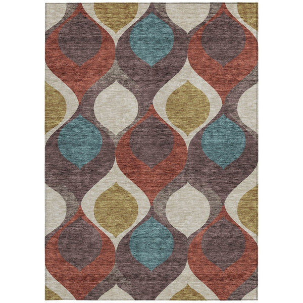 Homeroots 3' Beige Taupe And Ivory Ogee Washable Area Rug - Perfect For Indoor And Outdoor Spaces! 9' X 12' Polyester 584762