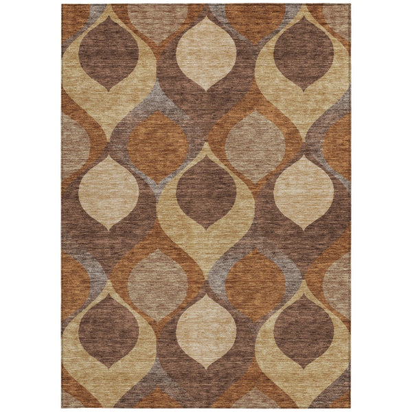 Homeroots 3' Beige Taupe And Ivory Ogee Washable Area Rug - Perfect For Indoor And Outdoor Spaces! 9' X 12' Polyester 584768