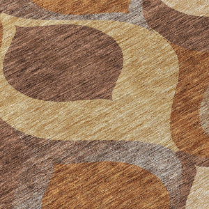 Homeroots 3' Beige Taupe And Ivory Ogee Washable Area Rug - Perfect For Indoor And Outdoor Spaces! 9' X 12' Polyester 584768