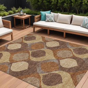 Homeroots 3' Beige Taupe And Ivory Ogee Washable Area Rug - Perfect For Indoor And Outdoor Spaces! 10' X 14' Polyester 584769