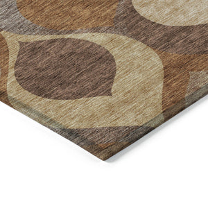 Homeroots 3' Beige Taupe And Ivory Ogee Washable Area Rug - Perfect For Indoor And Outdoor Spaces! 10' X 14' Polyester 584769