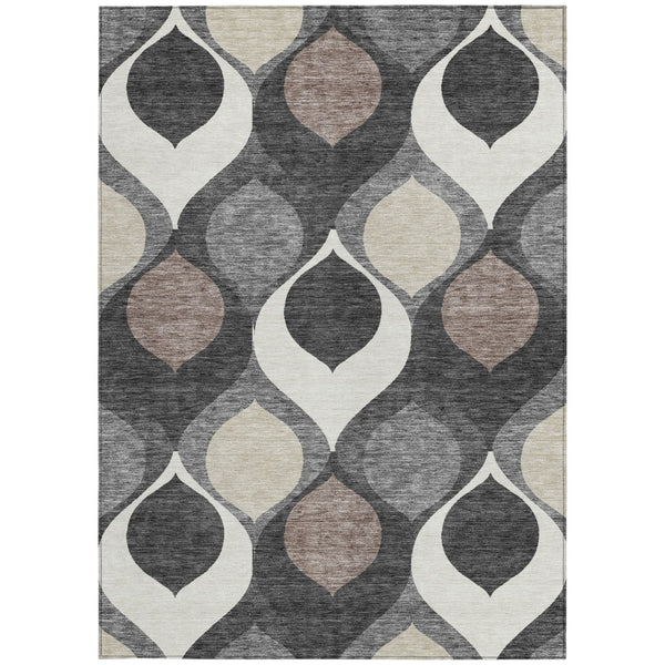 Homeroots 3' Beige Taupe And Ivory Ogee Washable Area Rug - Perfect For Indoor And Outdoor Spaces! 5' X 8' Polyester 584771