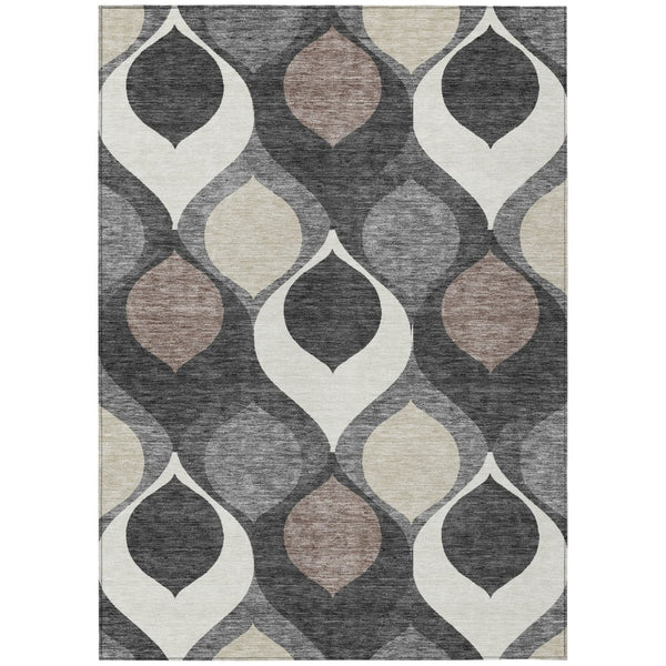 HomeRoots 9' Elegant Ogee Patterned Area Rug - Durable, Washable, Stylish for Indoor and Outdoor Spaces 9' X 12' 584774
