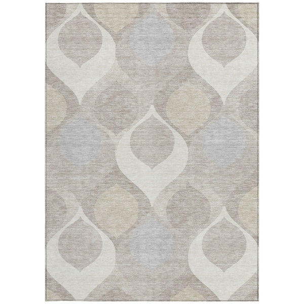 Homeroots 3' Beige Taupe And Ivory Ogee Washable Area Rug - Perfect For Indoor And Outdoor Spaces! 3' X 5' Polyester 584776