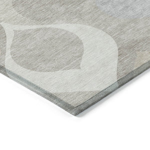Homeroots 3' Beige Taupe And Ivory Ogee Washable Area Rug - Perfect For Indoor And Outdoor Spaces! 5' X 8' Polyester 584777