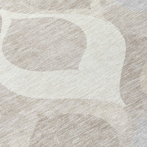 Homeroots 3' Beige Taupe And Ivory Ogee Washable Area Rug - Perfect For Indoor And Outdoor Spaces! 8' Round Polyester 584778