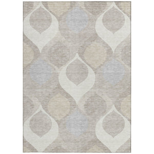 Homeroots 3' Beige Taupe And Ivory Ogee Washable Area Rug - Perfect For Indoor And Outdoor Spaces! 9' X 12' Polyester 584780