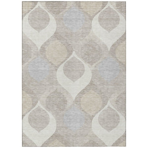 HomeRoots 5' Timeless Ivory Beige Ogee Area Rug – Durable, Washable, Stylish for Indoor & Outdoor Use 10' X 14' 584781