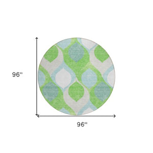 Homeroots 3' Beige Taupe And Ivory Ogee Washable Area Rug - Perfect For Indoor And Outdoor Spaces! 8' Round Polyester 584784