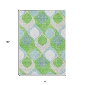 Homeroots 3' Beige Taupe And Ivory Ogee Washable Area Rug - Perfect For Indoor And Outdoor Spaces! 8' X 10' Polyester 584785