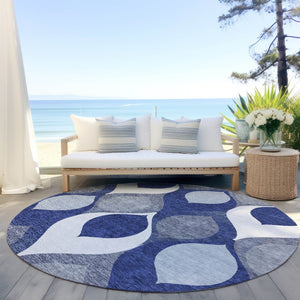 Homeroots 3' Beige Taupe And Ivory Ogee Washable Area Rug - Perfect For Indoor And Outdoor Spaces! 8' Round Polyester 584790