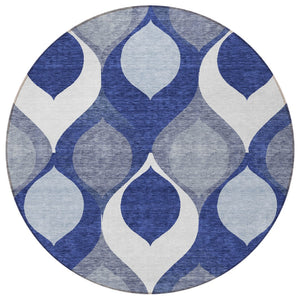 Homeroots 3' Beige Taupe And Ivory Ogee Washable Area Rug - Perfect For Indoor And Outdoor Spaces! 8' Round Polyester 584790