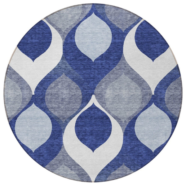 Homeroots 3' Beige Taupe And Ivory Ogee Washable Area Rug - Perfect For Indoor And Outdoor Spaces! 8' Round Polyester 584790