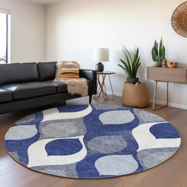 Homeroots 3' Beige Taupe And Ivory Ogee Washable Area Rug - Perfect For Indoor And Outdoor Spaces! 8' Round Polyester 584790