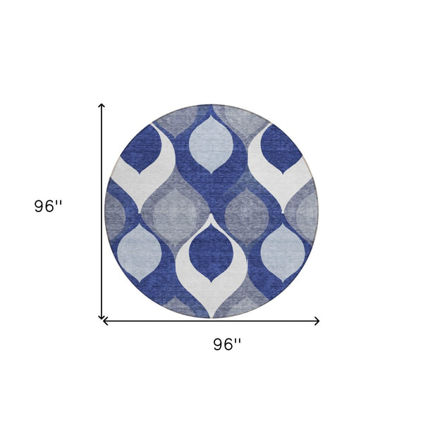 Homeroots 3' Beige Taupe And Ivory Ogee Washable Area Rug - Perfect For Indoor And Outdoor Spaces! 8' Round Polyester 584790