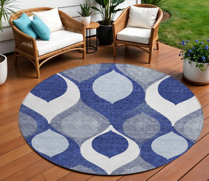 Homeroots 3' Beige Taupe And Ivory Ogee Washable Area Rug - Perfect For Indoor And Outdoor Spaces! 8' Round Polyester 584790