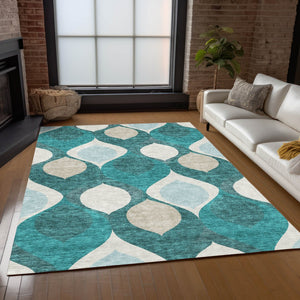 Homeroots 3' Beige Taupe And Ivory Ogee Washable Area Rug - Perfect For Indoor And Outdoor Spaces! 8' X 10' Polyester 584803