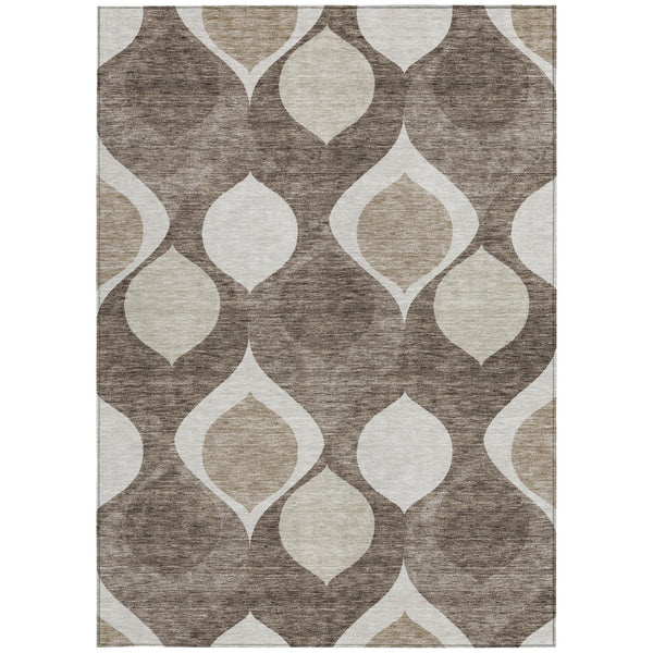 Homeroots 3' Beige Taupe And Ivory Ogee Washable Area Rug - Perfect For Indoor And Outdoor Spaces! 3' X 5' Polyester 584806