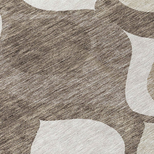 Homeroots 3' Beige Taupe And Ivory Ogee Washable Area Rug - Perfect For Indoor And Outdoor Spaces! 3' X 5' Polyester 584806